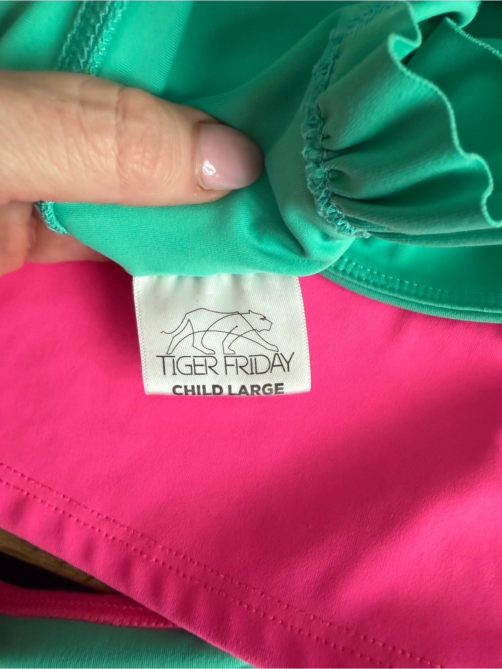 Girls' Bright Pink & Teal Two-Piece Matching Set - Picture 4 of 5